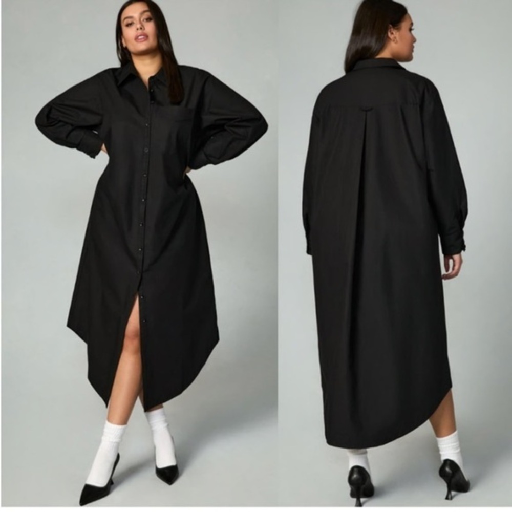 Moussy Black Button Down Shirt Dress MIDI